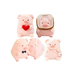 Pink Pig Plush Pillow Toast Piglet Holding Heart Stuffed Animal Angel Pig Soft Toys Chubby Bridal Broom Gown Plush Wedding Pig