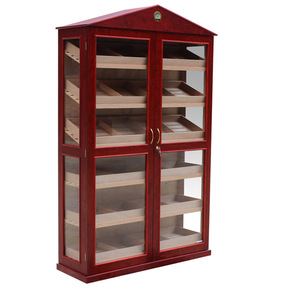 Large Capacity Commercial Wall Cabinet Humidor with Cedar shelf Drawer Luxury Stand Up Wood Humidor Cigar Cabinet