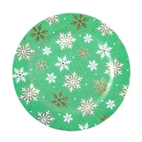 StarLuckINT Assiette de Présentation de Mariage en Plastique Vert de 13 Pouces, Personnalisée, Élégante, Motif Flocon de Neige, pour Réception de Noël