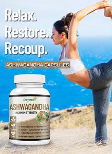 Oem capsule organiche Ashwagandha integratori di estratto di radice in polvere pillole Ashwagandha per alleviare il sonno Stress pillole di richiamo immunitarie - Product Image 3