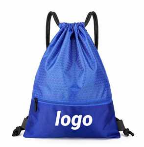 Custom Logo Wholesale Waterproof <b>Drawstring</b> <b>Backpack</b> with Zipper Pouch Perfect for Sports Fitness Student Bag Football Storage - Product Image 4