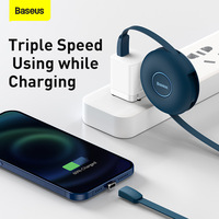 Kabel Data Dapat Ditarik Satu untuk Tiga Pengisian Daya Cepat Aman Seng Magnetik Tipe-c Ke M + L + C PD 20W