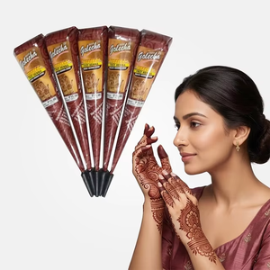 Cono de Mehandi color cobre-vino, pasta de henna suave lista para usar para diseños de manos en bodas y festivales. - Product Image 1