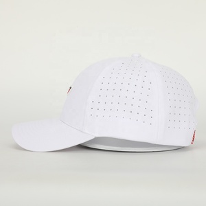 Wholesale Custom Rubber Patch Logo 6 Panel Dad Hat High Quality White Polyester Gorras,Laser Cut Hole Rope <strong>Grey</strong> <strong>Baseball</strong> <strong>Cap</strong> - Product Image 3
