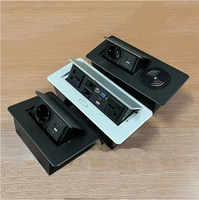 Multiprise escamotable en alliage de zinc OEM avec ports USB, port réseau et prises CA générales pour tables de conférence