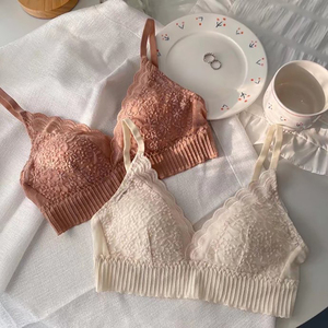 Ropa interior de estilo británico sin cables para mujeres y niñas, sujetadores ultrafinos, sujetador Sexy de realce, Sujetador de encaje sin costuras - Product Image 2