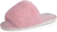 Chaussons d'intérieur et d'extérieur en fausse fourrure douce pour femmes, sandales plates à bout ouvert avec mousse à mémoire de forme, en EVA, vente en gros