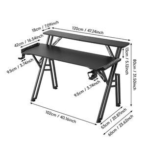 <strong>Cheapest</strong> Price Anji Office Gaming <strong>Desk</strong> with LED Lights and Monitor Stand Black Desktop Simple Game Room <strong>Computer</strong> Gaming <strong>Desk</strong> - Product Image 2