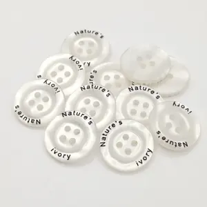Oeko-tex 100 Eco-friendly Resin Big Size Button Custom Suit Jacket Clothing Sewing 4-hole Engrave Pearl White Button