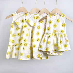 Conjunto de roupas personalizadas, conjunto de roupas correspondentes com estampa personalizada, amarelo, smiley, shine, flor, irmão, crianças, irmã, macacão de bebê, vestidos