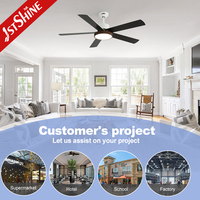 Ventilateur de plafond 1stshine 52 pouces avec pales modernes, télécommande via application mobile, compatible Alexa et Google, robuste, avec éclairage LED