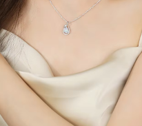 Collier avec pendentif en opale en forme de goutte d'eau en argent Sterling S925 pour femmes, chaîne de clavicule haut de gamme, cadeau de vacances, bijoux élégants en argent - Product Image 6