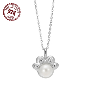 Hot-Selling Wholesale S925 Sterling <b>Silver</b> Round Freshwater Pearl Cat's Paw <b>Necklace</b> – Fashionable Women's Jewelry - Product Image 5