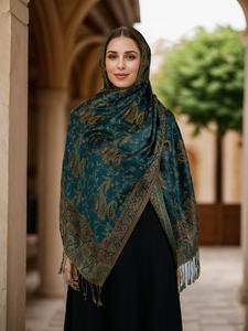 Moda Vintage musulmán abrigo borla Jacquard bufanda <span class=keywords><strong>Bandana</strong></span> Pashmina Hijab étnico Paisley bordado chal para mujer - Product Image 5