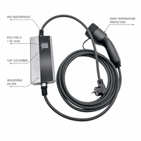 Nuevo Cable de Carga para Vehículos Eléctricos Tipo 2, 16A 32A Ajustable, Cargador Portátil con Pantalla LCD IP67, Enchufe UK Schuko AU para CEE, IEC 62752 7kW