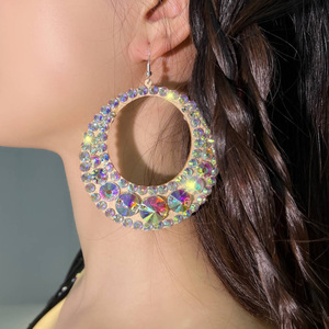 Ingrosso molto leggero, squisito alla moda, con strass a doppia faccia, orecchini pendenti cavi per donne, spettacolo di danza - Product Image 4