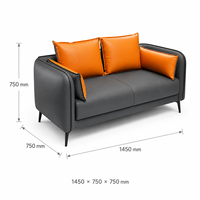 Ensemble de canapés de réception de bureau modernes en cuir PU gris et orange, 1/2/3 places, canapé lounge commercial pour salle d'attente et bureau