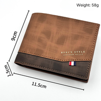 Dompet Pria Kulit PU Berkualitas Tinggi, Murah, Tipis, Model Pendek Klasik Warna Cokelat, Cocok untuk Hadiah