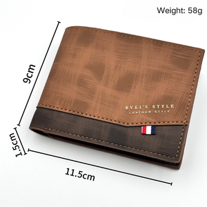 Dompet Pria Kulit PU Berkualitas Tinggi, Murah, Tipis, Model Pendek Klasik Warna Cokelat, Cocok untuk Hadiah - Product Image 4