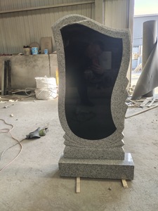 Monumentos Funerarios de Granito Negro Absoluto Estilo Ruso, Diseño Personalizado de Lápida Conmemorativa, Marcador de Cementerio - Product Image 4