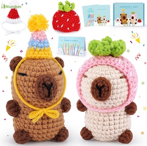 2025 Producto Nueva edición Adultos Niños <span class=keywords><strong>Principiantes</strong></span> Animales de peluche Marrón Beige Capybara <span class=keywords><strong>Amigurumi</strong></span> Kit de ganchillo de punto - Product Image 1