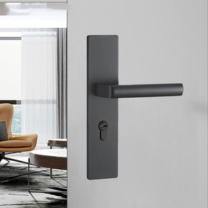 Black Heavy Duty Bathroom Quality Pure <b>Copper</b> Indoor Door Lock Light Luxury Villa Simple Design Door <b>Handle</b> - Product Image 6