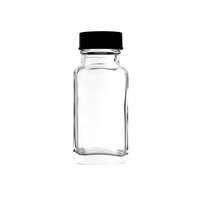 Prêt à expédier en gros 2oz 60ml bouteilles en verre à épices carrées françaises vides à large ouverture avec couvercle en plastique hermétique