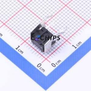 TC-6615-5-160G Tactile Switch Bent Lead Through Hole-4P,6x6mm Switch Single Pole Single Throw Round Button 1.6N Right Angle - Product Image 2