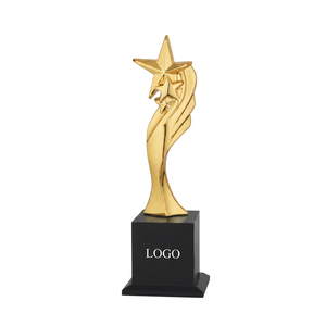 Trofeo Estrella de Metal Fundido, Bañado en Oro, Plata y Bronce, Modelo 748, Portátil, para Premios Deportivos y Juegos, Base Grabable Duradera - Product Image 1