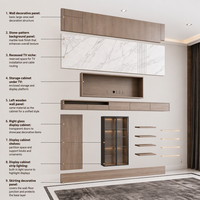 Meuble TV en MDF blanc nordique avec console multimédia flottante sans poignée, meubles de salon OEM ODM