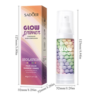SADOER Base de Teint Correctrice Arc-en-ciel 4 Couleurs 40g, Base de Maquillage Teintée Violet Vert Rose SPF50, Marque Privée OEM Faible MOQ