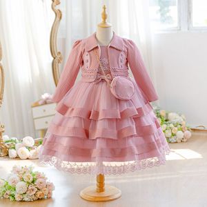 Abito <span class=keywords><strong>da</strong></span> Principessa Bianco in Tulle per Bambine, Set 3 Pezzi con Giacca e Mini Borsa - Product Image 1
