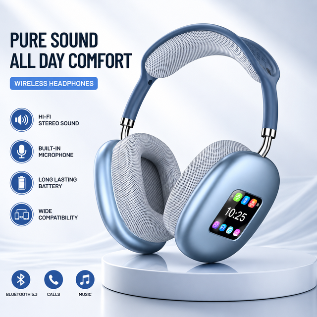 Wireless Blue-tooth Foldable Headphones With Touch Screen BT Stereo Bass Overhead Gaming TWS HIFI Music Earphones