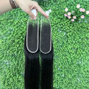 Prêt à expédier meilleure qualité naturel noir couleur vierge Remy cheveux 2x6 HD suisse dentelle fermeture 100% cheveux humains en Stock - Product Image 1