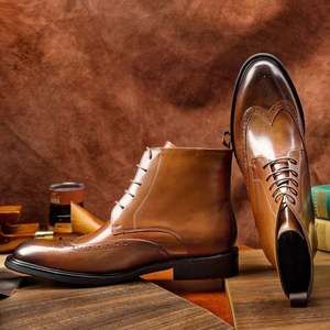 Bottes Chelsea en cuir véritable pour hommes, sur mesure, formelles, luxueuses, en cuir de vachette, chaussures d'hiver à la cheville - Product Image 2