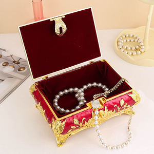 Boîte de rangement à bijoux en métal décorative de style européen haut de gamme avec roses 3D, ornements, cadeaux de mariage, artisanat en métal - Product Image 4