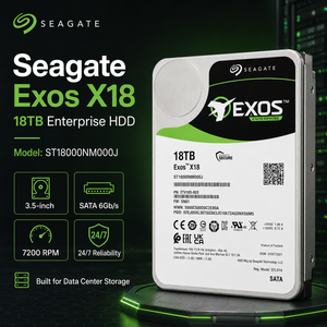 Disque dur d'entreprise <span class=keywords><strong>Seagate</strong></span> Exos X18 <span class=keywords><strong>ST18000NM000J</strong></span> 18 To, 3,5 pouces, SATA 6 Gb/s, 7200 tr/min, 256 Mo de cache, Hélium CMR - Product Image 1
