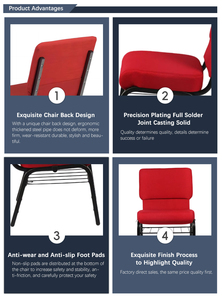 Cadeira Moderna Empilhável e Interligável de Metal Acolchoada para Auditório, Escola, Conferência, Eventos, Oração e Igreja com Preço de Atacado de Fábrica - Product Image 6