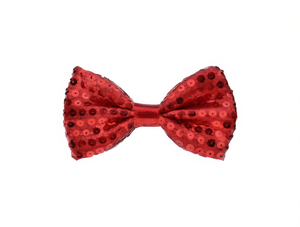 <b>Sequined</b> Bow Tie Bright <b>Red</b> Pre Tied Polyester Party Accessory - Product Image 1