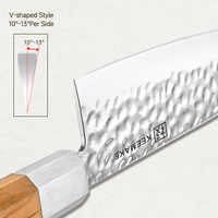 Couteau Santoku personnalisé de 7 pouces en acier inoxydable 5CR15MOV, lame martelée Tsuchime polie miroir avec manche octogonal en bois d'olivier