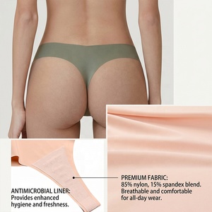 Venta al por mayor en stock OEM: Bragas de una pieza de <span class=keywords><strong>seda</strong></span> helada de poliamida y nailon sin costuras, tanga, lencería, bikini para mujer - Product Image 3