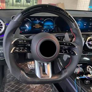 Volant sport en cuir perforé noir en fibre de carbone de haute qualité Benz <span class=keywords><strong>AMG</strong></span> S63 S65 E53 E63 C43 <span class=keywords><strong>C63</strong></span> A35 A45 CLA35 CLA45 G63 - Product Image 6