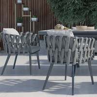 Meubles de jardin 7 pièces Table et chaises Ensemble de table extensible en céramique Fauteuil tissé Mobilier d'extérieur en aluminium Ensemble de salle à manger