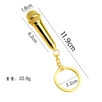 Porte-clés microphone 3D miniature élégant, jouet, cadeau pour DJ, fan de musique punk, porte-clés en métal, cadeau pour professeur ou étudiant de musique
