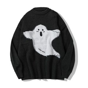 Pullover oversize in <span class=keywords><strong>maglia</strong></span> <span class=keywords><strong>con</strong></span> teschio personalizzato Y2K da uomo <span class=keywords><strong>con</strong></span> scheletro gotico stampato a manica lunga - Product Image 5