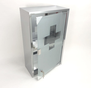 Boîte à médicaments murale à deux niveaux en acier inoxydable, trousse de premiers soins d'urgence, boîte médicale, rangement, armoire à médicaments - Product Image 1