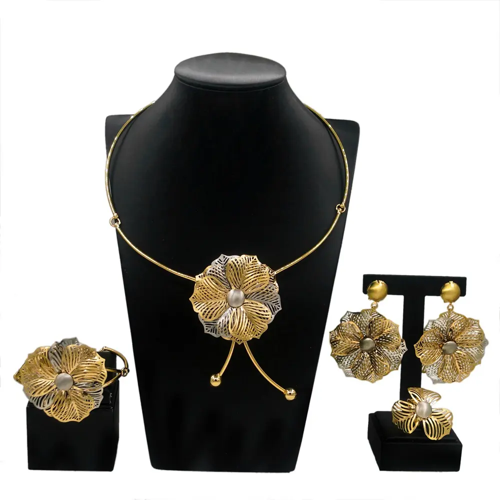 Zhuerrui Pakistani Gouden Sieraden Ontwerpen Neckless Sieraden Bruiloft Modeset Braziliaanse Gouden Sieraden Sets Nh00010