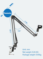 Support de microphone professionnel de studio sur pied pour bureau avec bras articulé