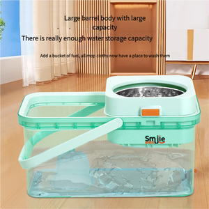 סט מגב מיקרופייבר מלבני ישירות מהמפעל, ידית טלסקופית ארוכה, סחיטה עצמית, דלי שקוף מסתובב 360 מעלות, רב פעמי לבית - Product Image 3