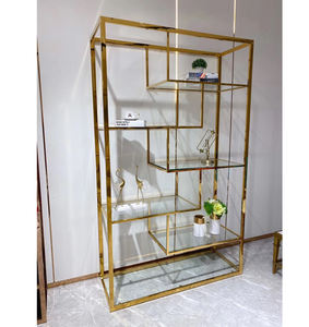 Libreria soggiorno scaffali decorati stile moderno scaffale alto dorato mobili libreria scaffali da parete scaffale in metallo - Product Image 2